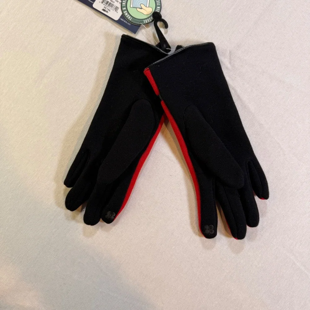 NWT Adrienne Vittadini Tech Gloves Womens OS Red Bow Touchscreen Coquette Warm